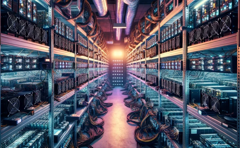 Mining-Anlage hochgenommen: Entziehung elektrischer Energie zum Generieren von Bitcoins